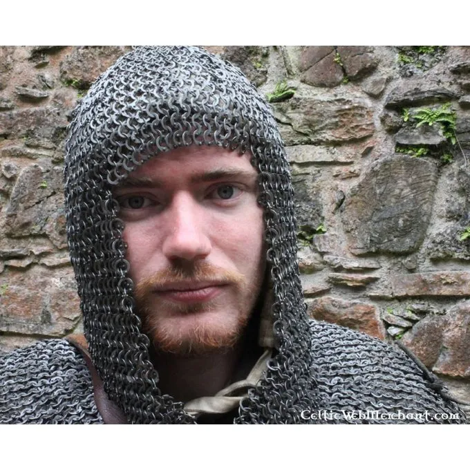 Ulfberth Kettenhaube Mit Vierkantansatz, Gemischte Flache Ring-Keilnieten 8mm 4 Ulfberth Kettenhaube Mit Vierkantansatz, Gemischte Flache Ring-Keilnieten 8mm – Bild 2