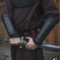 Epic Armoury Leder Armschienen Krieger, Schwarz, Paar