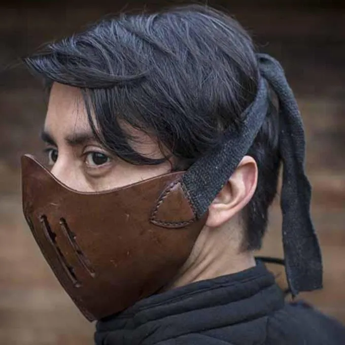 Epic Armoury Leder Mempo Halbmaske, Braun 4 Epic Armoury Leder Mempo Halbmaske, Braun – Bild 2