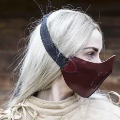 Epic Armoury Leder Mempo Halbmaske, Rot -Säbel Rabatt leder mempo halbmaske rot 2