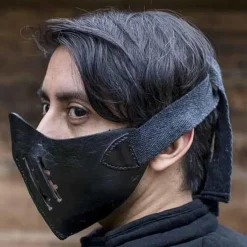 Epic Armoury Leder Mempo Halbmaske, Schwarz -Säbel Rabatt leder mempo halbmaske schwarz 1