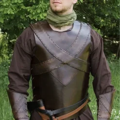 Deepeeka Leder Torso Rüstung Mit Kreuz, Braun