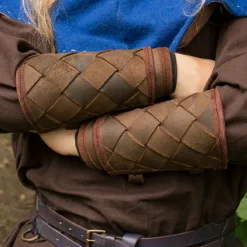 Epic Armoury Leder Viking Armschienen, Braun, Paar