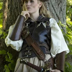 Epic Armoury Lederarmschienen Schlacht, Braun, Paar