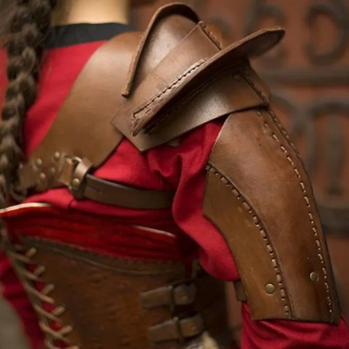 Epic Armoury Lederschulterrüstung, Braun 4 Epic Armoury Lederschulterrüstung, Braun – Bild 2