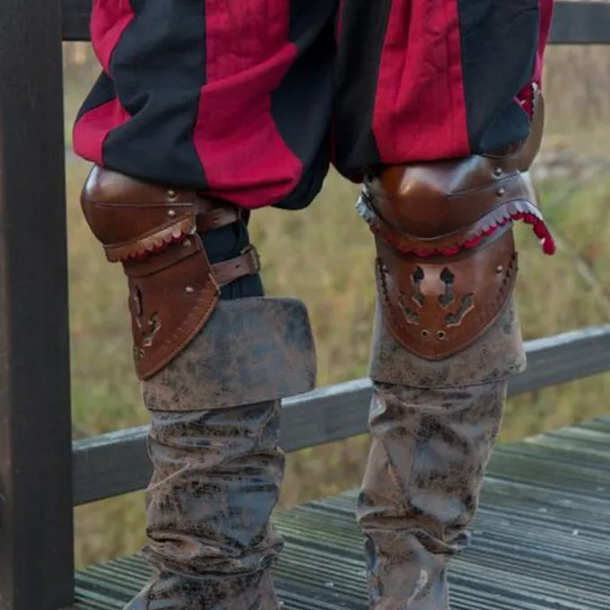 Epic Armoury Paar Leder Poleyns, Braun-rot 3 Epic Armoury Paar Leder Poleyns, Braun-rot