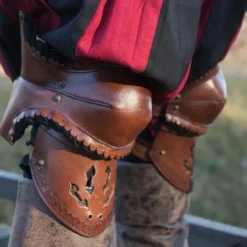 Epic Armoury Paar Leder Poleyns, Braun-schwarz